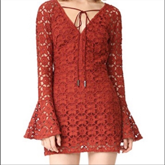 🎊 HP🎉 Free People Back to Back Rust Crotchet Mini Dress - Picture 2 of 10